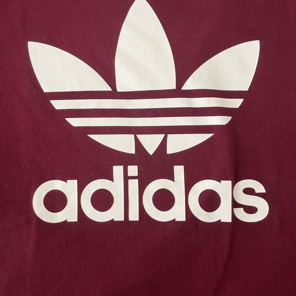 Women's Adidas Trefoil Marroon T Shirt - Picture 4 of 8